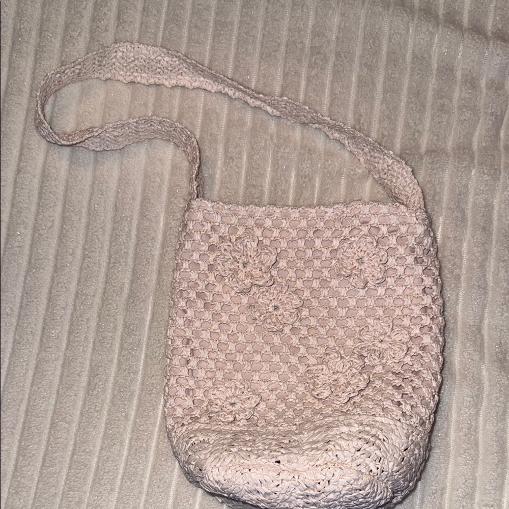 “A New Day” NWOT Pink Straw Bag with Flowers